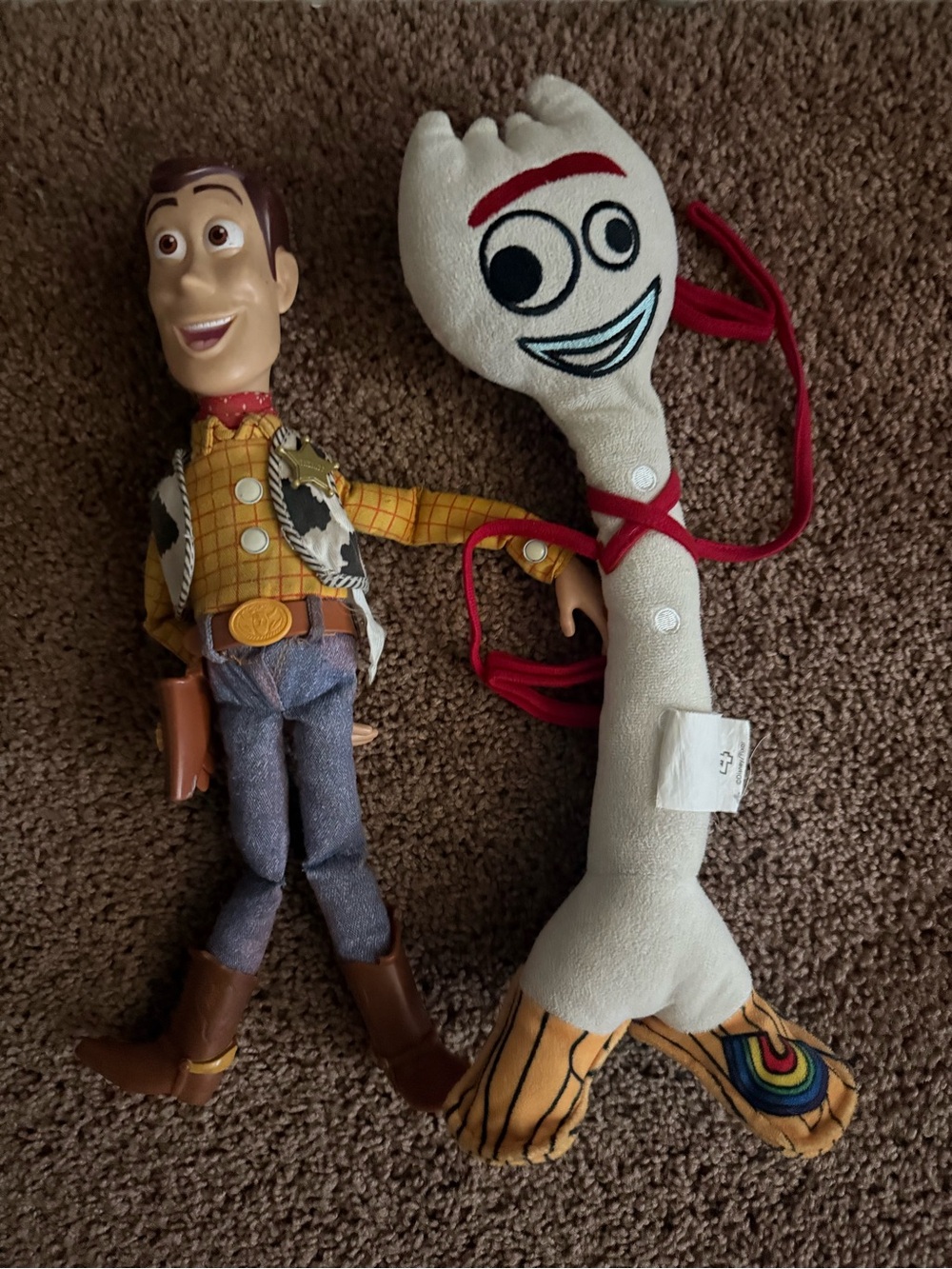 Disney Woody Doll and Forky Plush - White, Brown, Yellow, Red
